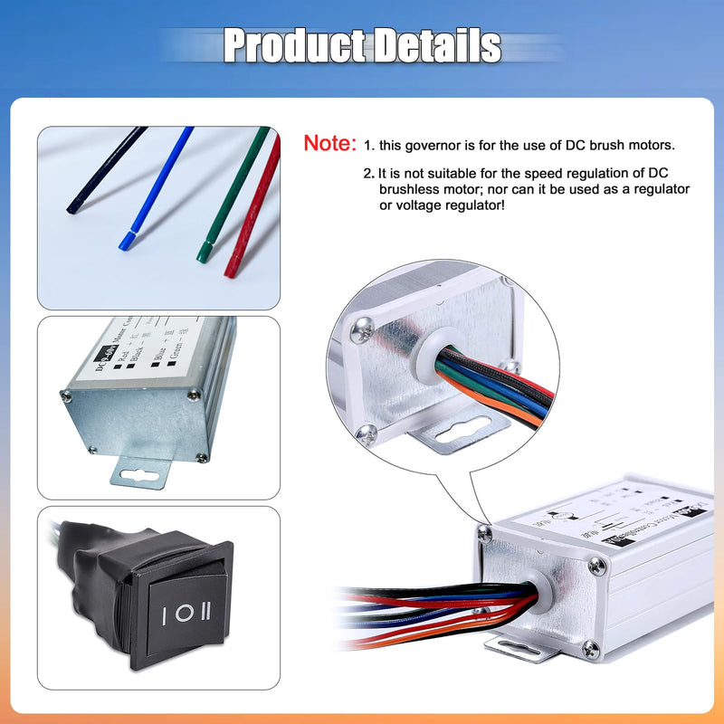 DC Motor Speed Controller ，DC 12V 24V 36V 48V 60V Motor Pulse Width Modulator Regulator Motor Variable Speed Controller with CW/CCW Switch, (1200W 20A CW/CCW Switch and Speed Switch) 1200W 20A CW/CCW SWITCH And Speed Switch