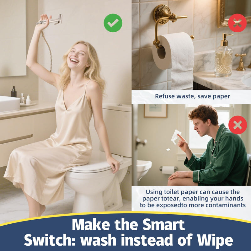 Handheld Toilet Bidet Sprayer for Toilet-Adjustable Water Pressure Control with Bidet Hose for Feminine Wash, Stainless Steel Brushed Nickel Cloth Diaper for Baby Wash (Matte Black, 1) Matte Black