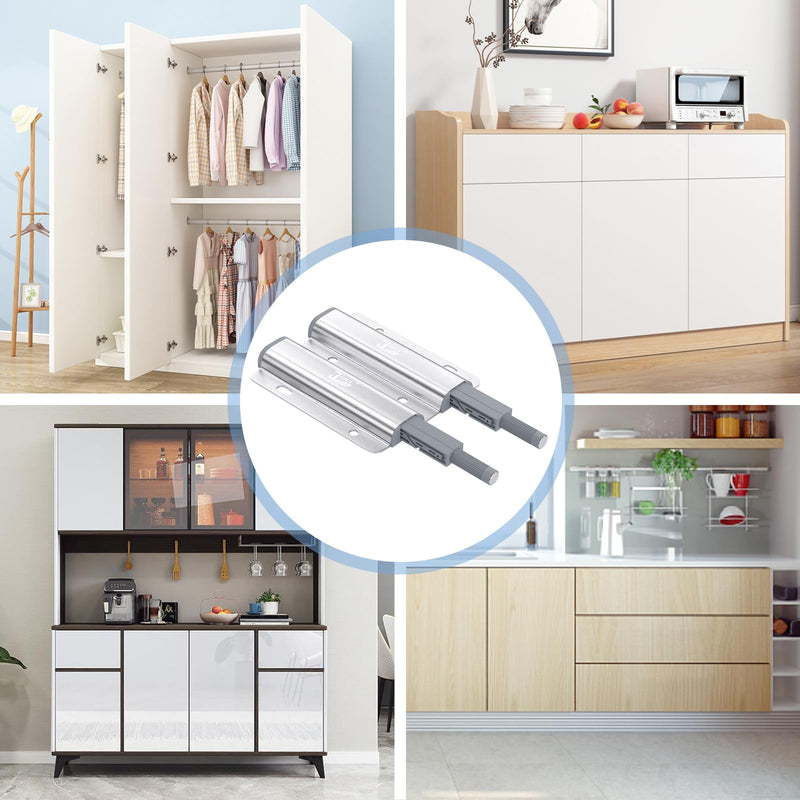 Jiayi Metal Cabinet Door Catches Heavy Duty 2 Pack Double Push to Open Door Latch Touch Latches Kitchen Door Push Release Latch for Drawer Closure Push Catch Press Out Cabinet Hardware