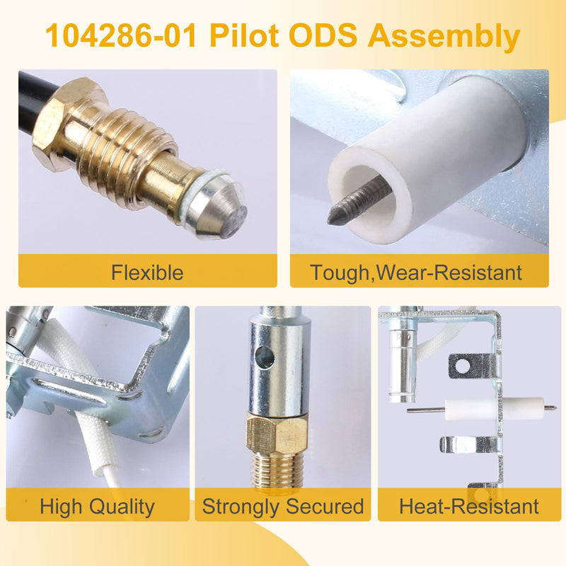 104286-01 ODS Pilot Assembly,Thermocouple Replacement Part for LPG Propane Wall Heaters Fireplaces Gas Logs Vent Free Heaters by Desa,Mr heater,Vanguard,Empire,FMI-PP224, LPG8420, L98310-01,J3866