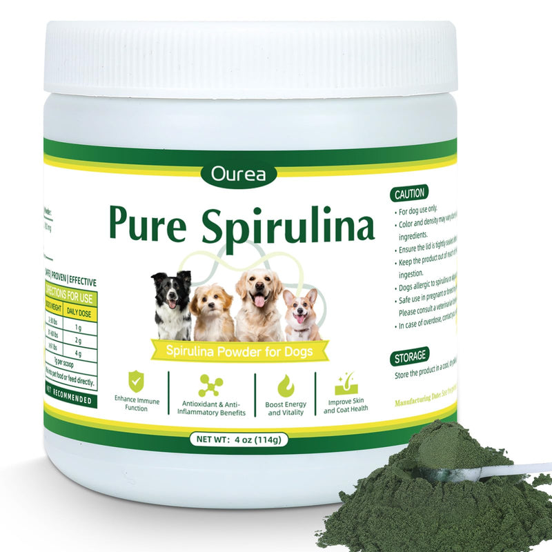Organic Spirulina Powder for Dogs – Natural Superfood Supplement for Skin, Coat & Immune Health – 100% Pure Green Algae, No Fillers, No Additives, Boosts Energy & Vitality