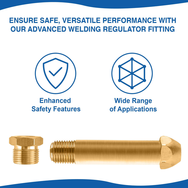 CGA-580 Nut & 3" Nipple - Regulator Inlet Bottle Fitting for Helium Argon Nitrogen - Brass Construction Threaded Design - Perfect for Gas Cylinders & Welding | 3"x1/4 NPT