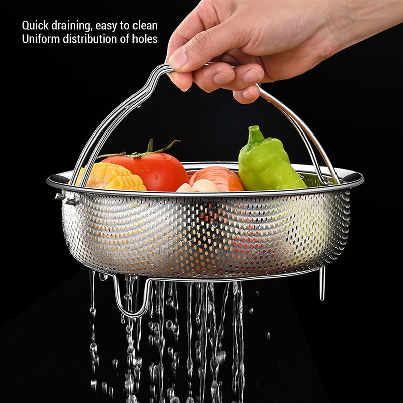 Stainless Steel Steamer Basket, Mini Sized Perforated Basket Steamer for Eggs and Small Vegetables, Compact Size Fits Most Pots, Oven and Dishwasher Safes (S) (M) M