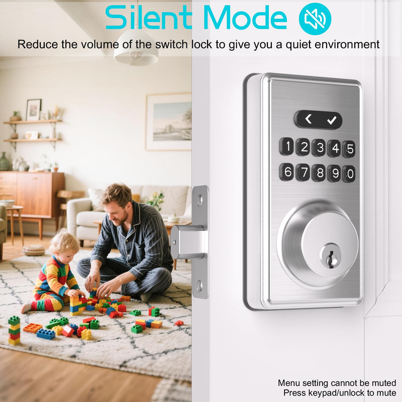 Keyless Entry Door Lock with Keypad, Deadbolt Smart Code Lock for Front Door with 2 Keys, Customizable User Codes, Auto Locking, Easy Installation