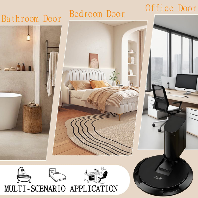 UBVIF No Magnetic Door Stopper, Adjustable, Mechanical Doorstop, Windproof Door Stop for Indoor, No Nails/Screws Needed,Heavy Duty Door Holder,Keep Door Open (1, Matte Black) 1