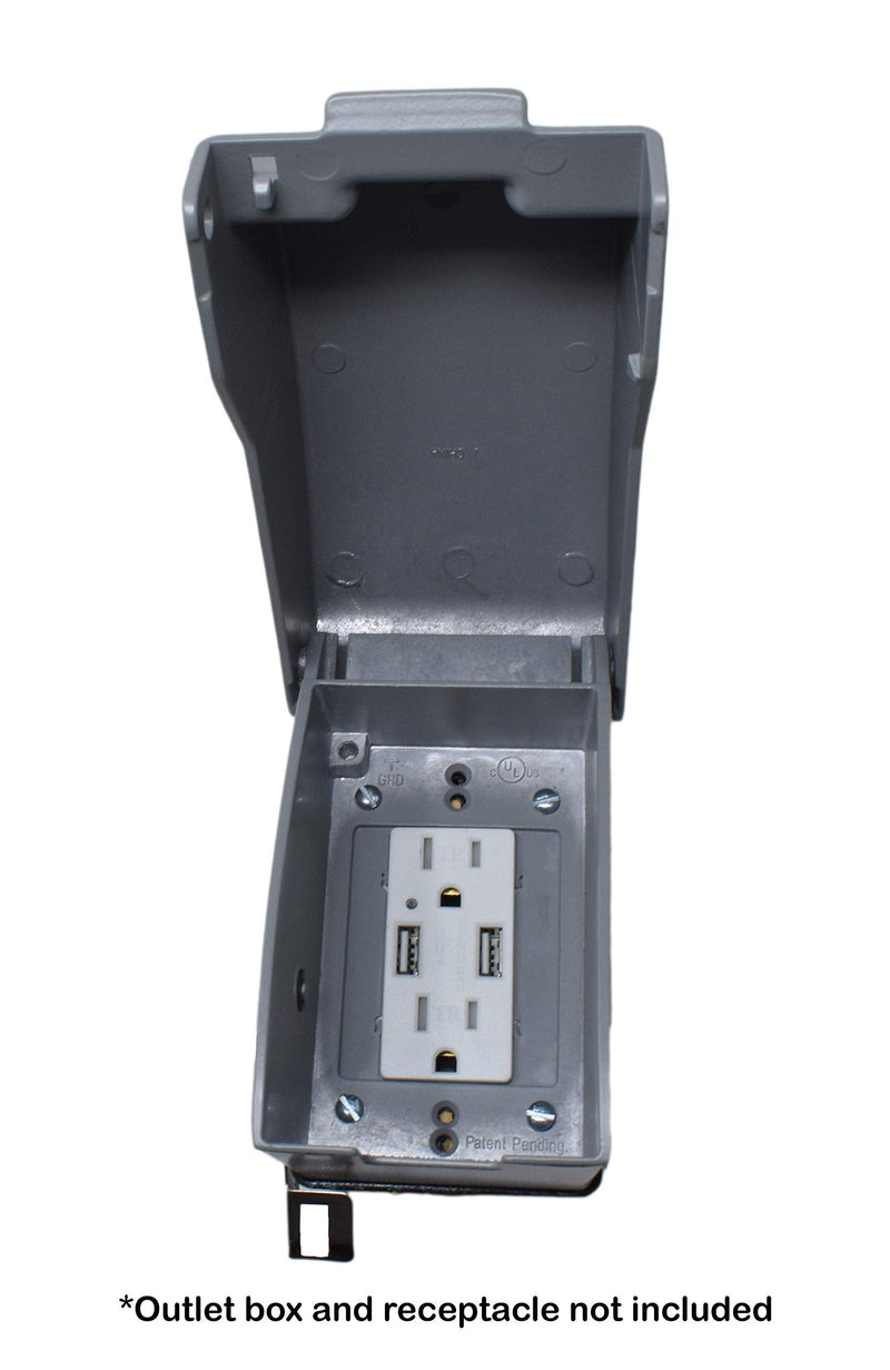 Sealproof 1-Gang Vertical Metal Weatherproof Lockable While in Use Outdoor Outlet Receptacle Cover, 7-in-1 Configurations