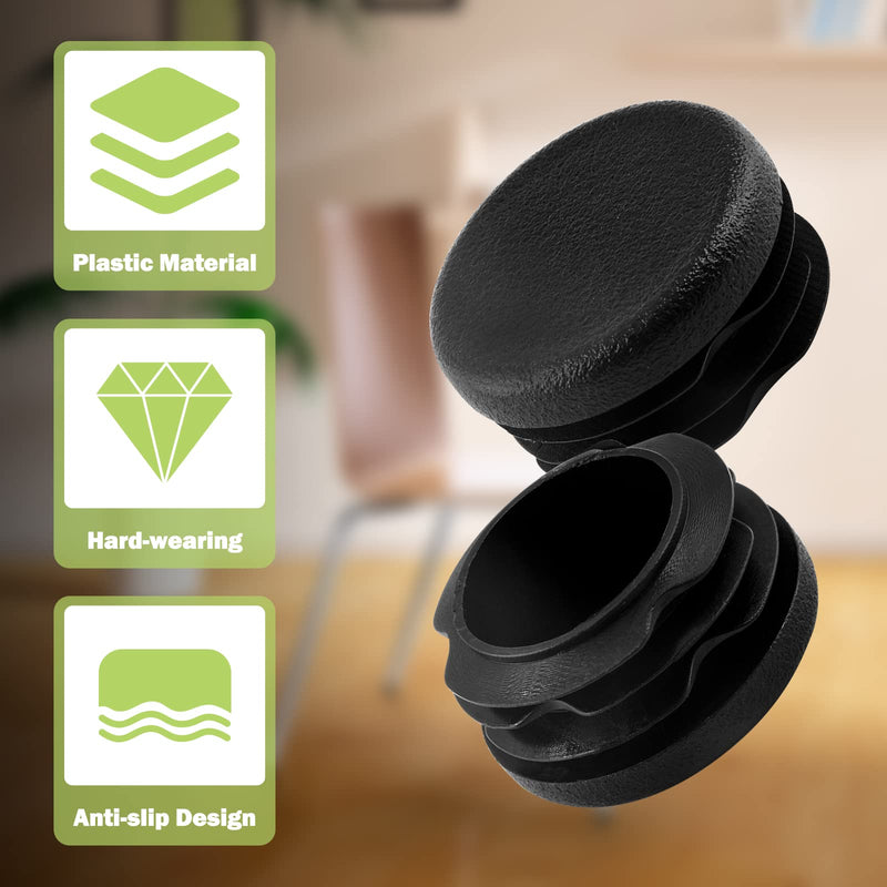 12 Pcs 1-1/4" Round Plastic Plug, Black Round Plastic End Cap Furniture Finishing Plug for Pipe Post, Chairs and Furniture 12 1-1/4 Inch