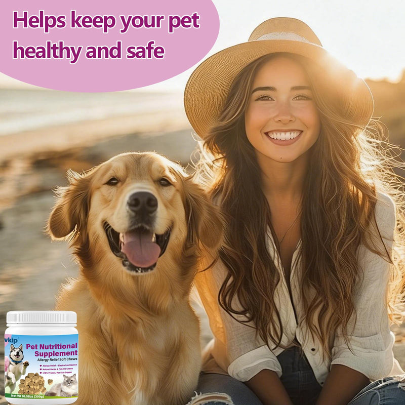 Pet Nutritional Chews for Cats & Dogs - Chicken Flavor with Fish Oil, Omega-3 DHA & EPA, & Essential Vitamins for Daily Wellness Support 2pc