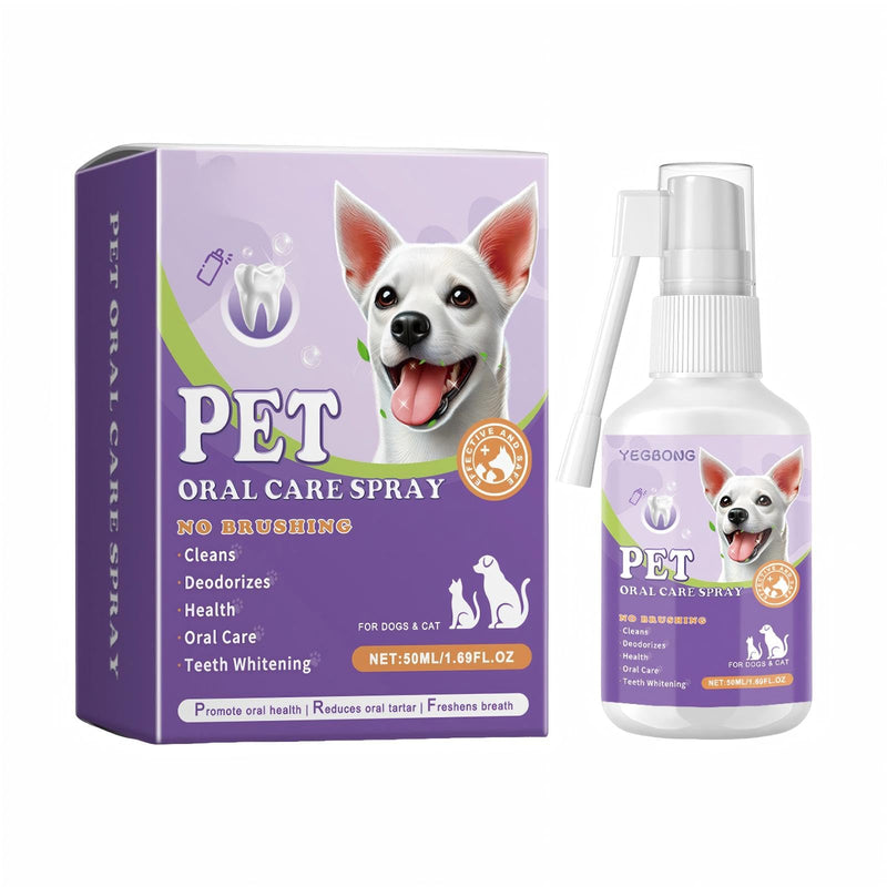 Dog Dental Care Spray, Dogs Teeth Oral Care Cleaning Spray, Breath Freshener and Teeth Cleaning, Reduce Tartar Freshen Breath, Support Clean and Teethes Aid in Daily Oral Use, No Brushing 50 ml