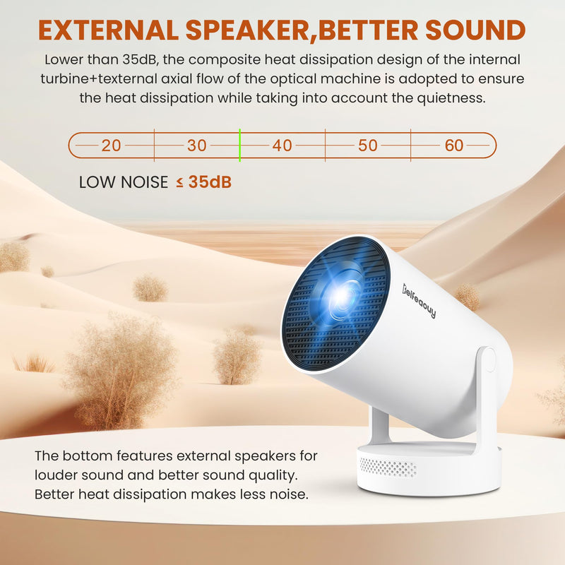 Mini Projector - Electric Focus, 210 ANSI Lumens, Smart Portable Projector for Bedroom & Home Cinema with 4K Support, Auto Keystone, Netflix Certified, Android 11, Voice Control, Air Mouse Remote Electric Focus - HY300Plus