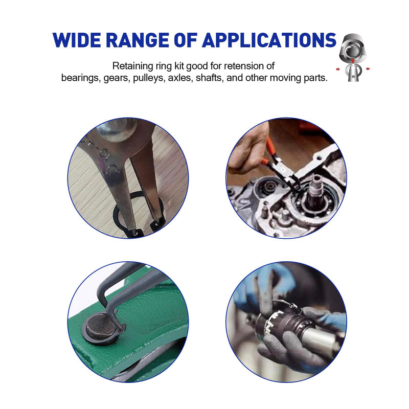 500Pcs E-Clip Circlip Assortment Set, External Retaining Clips Assortment Set, Alloy Steel Circlip Kit, Anti Walk Washers, Includes 17 Sizes of M1.5-M22 E-Clip 500PCS