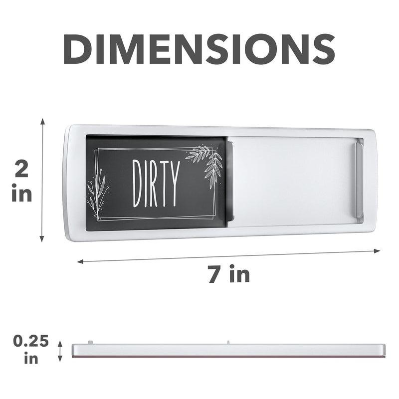 Stylish Dishwasher Magnet Clean Dirty Sign - 2 by 7 Inch - Ideal Clean Dirty Magnet for Dishwasher - Kitchen Organizer and Gadget - Nice Office, Home Farmhouse Decor White / Gray
