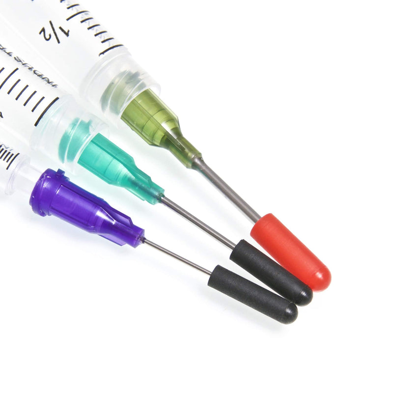 K2-3PK All-Purpose Industrial Syringe Kit - 1ml/3ml/10ml with 1 & 2 Inch 14, 18, & 21 Gauge Dispensing Tips, Syringe Caps and Tip Covers 3 Pack