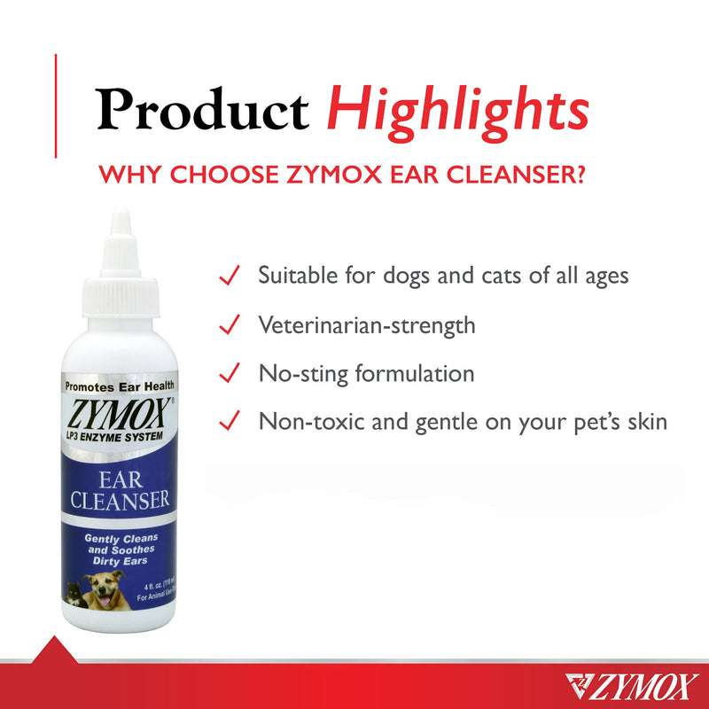 Zymox Ear Cleanser With Bio-Active Enzymes, 4 oz. - PawsPlanet Australia