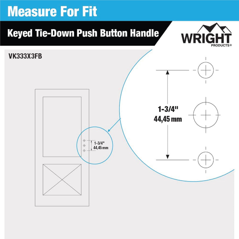 Wright Products - Tie Down Keyed Push Button Door Latch for Screen and Storm Doors, Florida Bronze