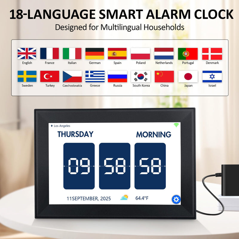WiFi 10.1 Inch Digital Calendar Chore Chart, Smart Touchscreen Electronic Calendar Family Planner for Scheduling/Organizing/Reminders (WiFi Touchscreen Black) Wifi Touchscreen Black