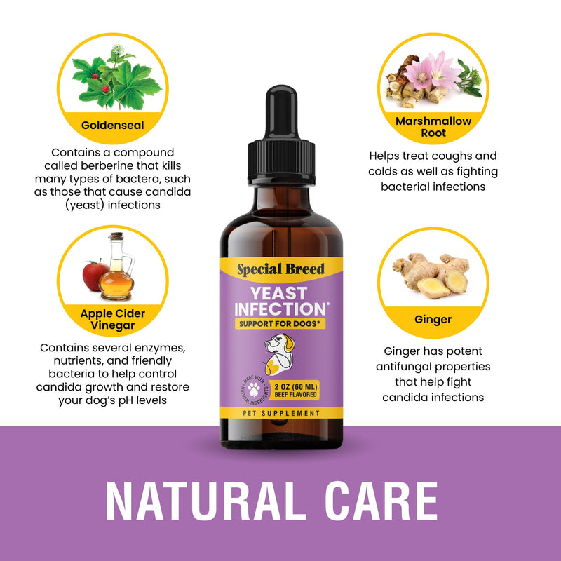 Yeast Infection Treatment for Dogs - Soothing Itch Relief, Ear Infection Treatment, Reduces Irritation & Inflammation, 2 oz