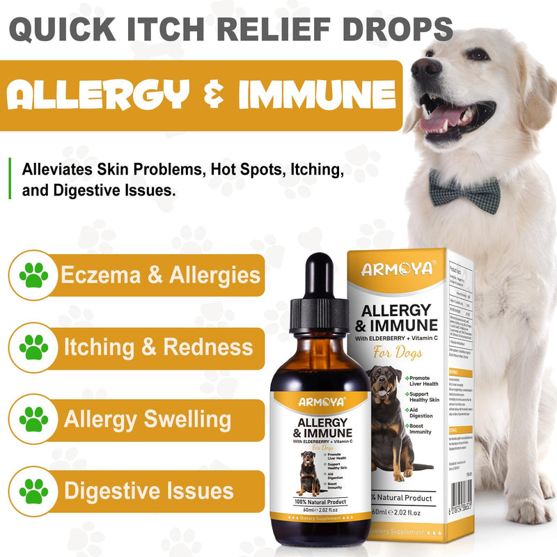 Allergy Relief Drops for Dogs - Allergy and Immune - Immune Support Supplement - Dog Supplement - Natural Pet Supplement for Dog Allergy Relief with Turmeric & Milk Thistle - PawsPlanet Australia