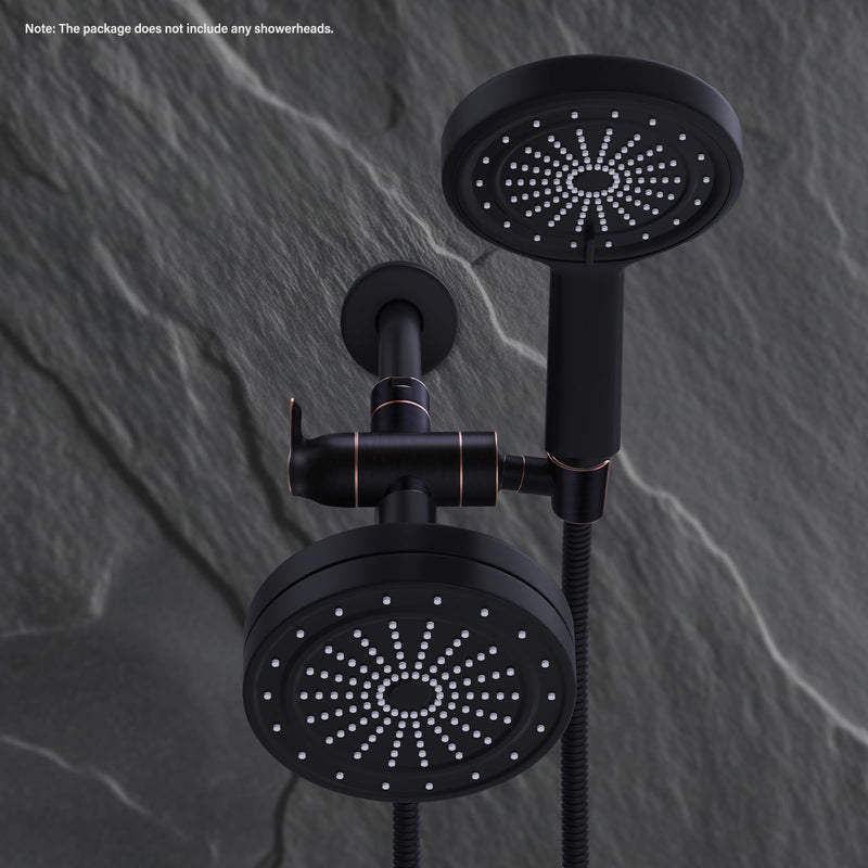 Shower Arm Diverter with Handshower Mount, G1/2 Brass 3 Way Diverter Valve Bathroom Universal Shower System Replacement for Handheld Shower and Fixed Shower Head, Oil Rubbed Bronze