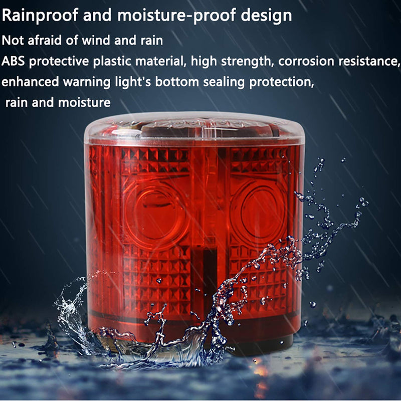 Solar Strobe Warning Light: IP54 Waterproof Flashing Safety Light High Bright LED Warning Lamp Traffic Light for Construction, Factory, Safety Road Sign, Dock Marine Beacon (Red-Column) Red-Column