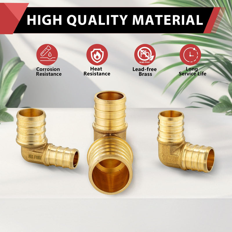 10PACK EFIELD Pex Crimp Brass Fitting 1-Inch Eblow(PEX1807062-10) Pack of 10 1''X 1''