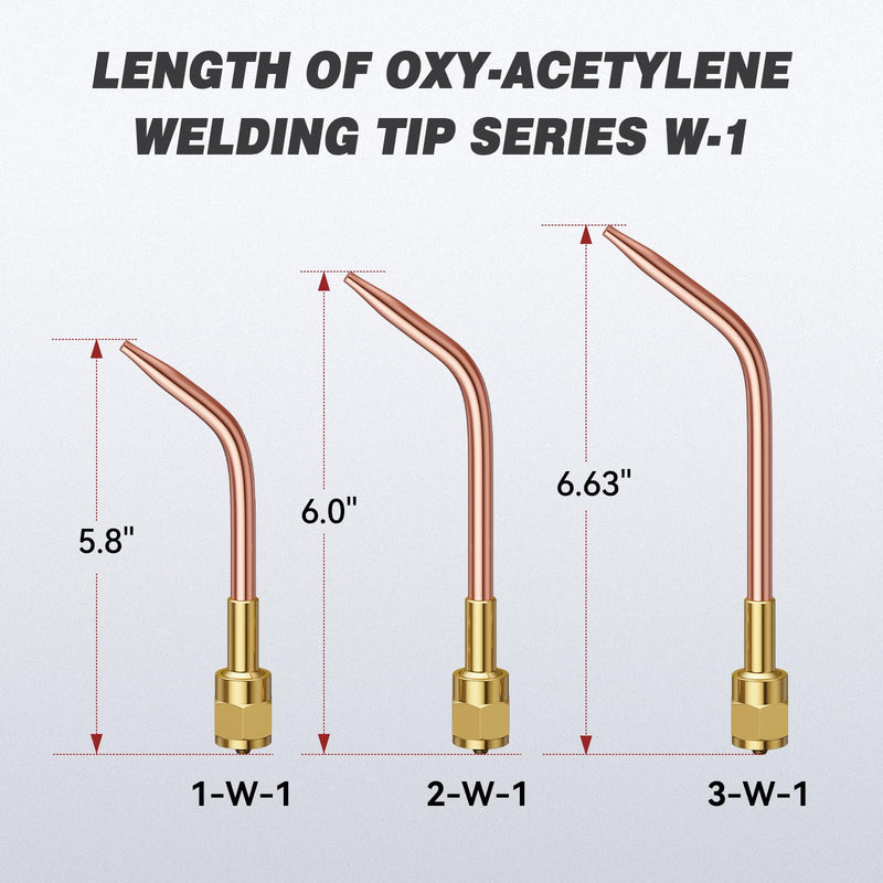 ARCCAPTAIN Oxy Acetylene Welding Nozzle W-1 Series Replacement for Victor 100 Series, Size 1-3