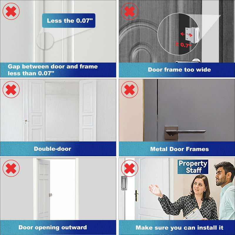 4Pack Door Reinforcement Lock Withstands 800lbs of Force - White Extra Proof Door Lock for Kids Safety with 8 Screws Prevents Unauthorized Entry,Add a Door Security Locks for Home Safety & Privacy 4