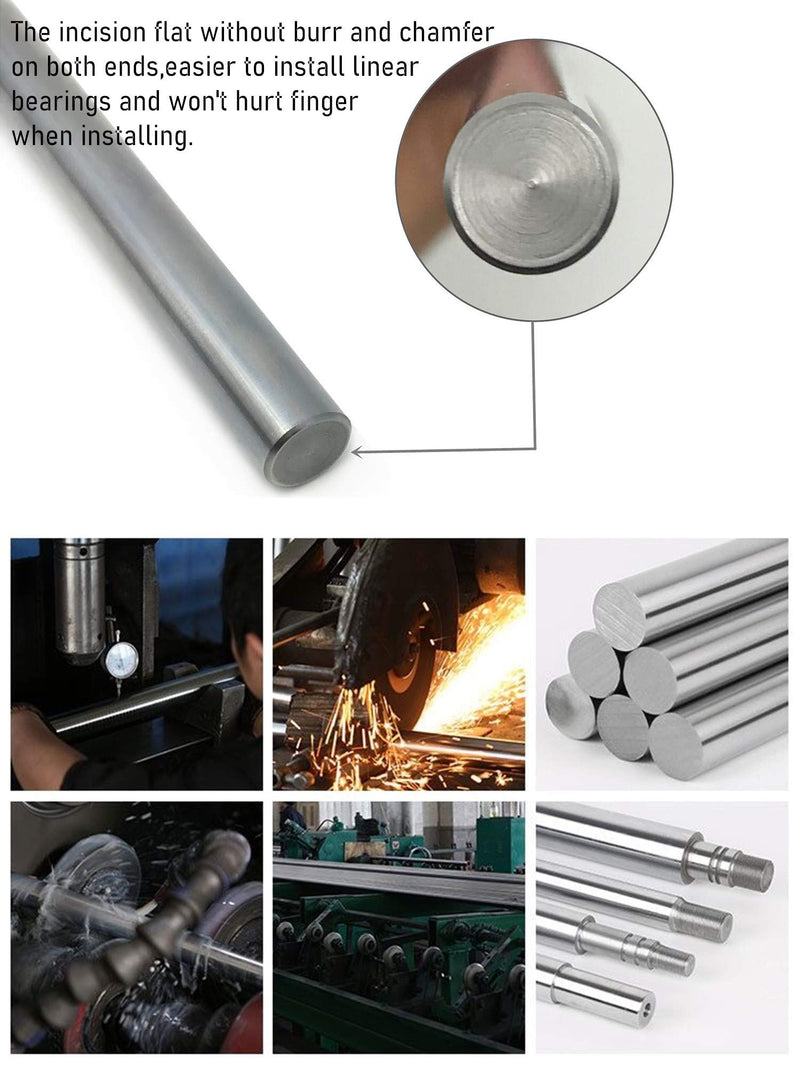 Linear Motion Rods 2PCS 8mmx 400mm (0.315 x 15.748 inches) Case Hardened Chrome Plated Linear Motion Rod Shaft Guide for 3D Printer, DIY, CNC - Metric h8 Tolerance 400mm length Diameter 8mm