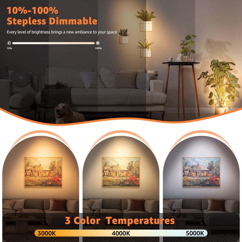 Wireless LED Spotlight Indoor 3350mAh Rechargeable Battery Operated Spotlights Indoor with Remote 3000K/4000K/5000K Uplighting Indoor Dimmable Spot Lights Indoor for Plant Picture Wall, 1 Pack