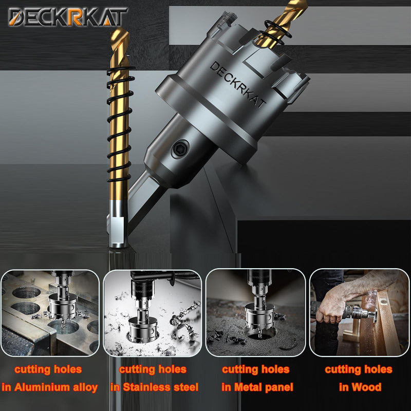 2-Pack 7/8" TCT Hole Saws for Hard Metal, Heavy Duty 22mm Tungsten Carbide Tipped Hole Cutters Set with Spring-Loaded Pilot Drill Bits for Stainless Steel, Metal, Iron, and Plastic 7/8”（22mm）
