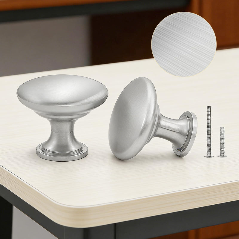 30 Pack Round Cabinet Knobs for Kitchen Bathroom Closet Dresser，Silvery Brushed Nickel Drawer Knobs - Solid Zinc Alloy Kitchen Pulls Modern Cabinet Hardware for Dresser Drawers