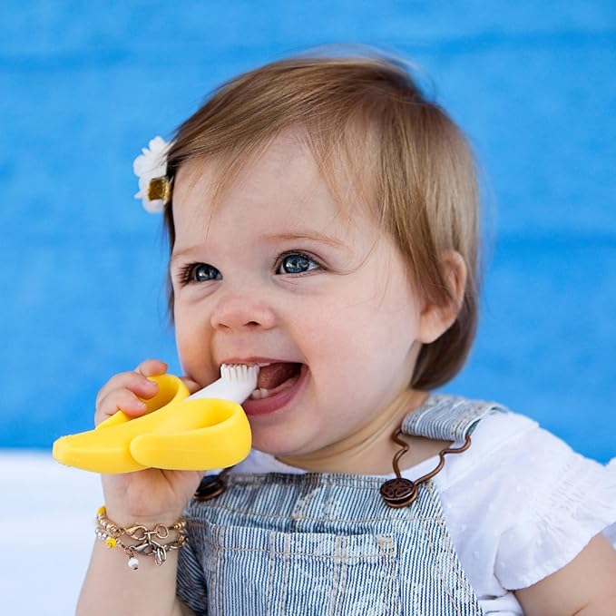 [Genuine Product] Baby Banana Baby Banana Infant Toothbrush Silicone Infant Teething Toothbrush Original (3-12 months) - NewNest Australia