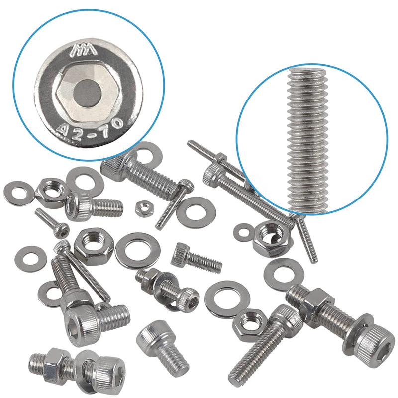 newlng 945pcs Screws Set M2 M3 M4 M5 Screws with Nuts and Washers Set Stainless Steel 304 Hexagon Cylinder for DIY Fixing with Storage Box M2345-2