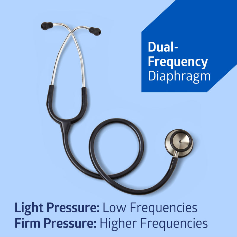 Medline Synergy Dual Frequency Stethoscope, Dual Head, Black