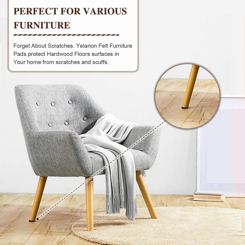 Yelanon Felt Furniture Pads for Hardwood Floors -216 Pcs Premium Felt Pads for Chair Legs, Floor Protectors for Furniture, Beige & Brown Brown&Beige