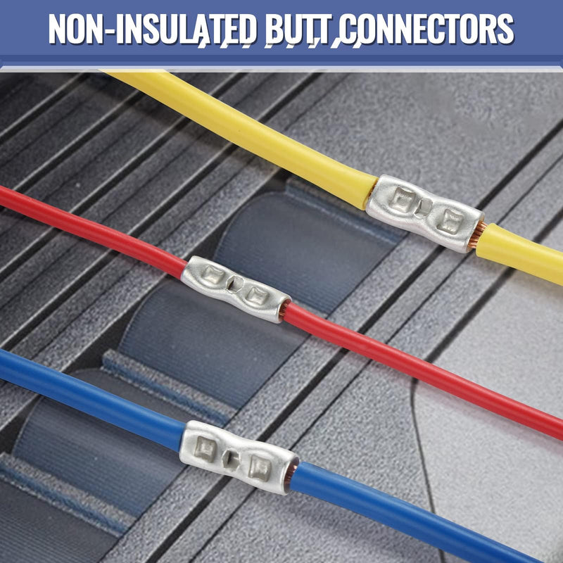 460PCS Non Insulated Butt Connectors Kit, Sopoby Butt Splice Connectors, 24-8 Gauge Uninsulated Wire Connectors of Tinned Red Copper, Electrical Crimp Terminals