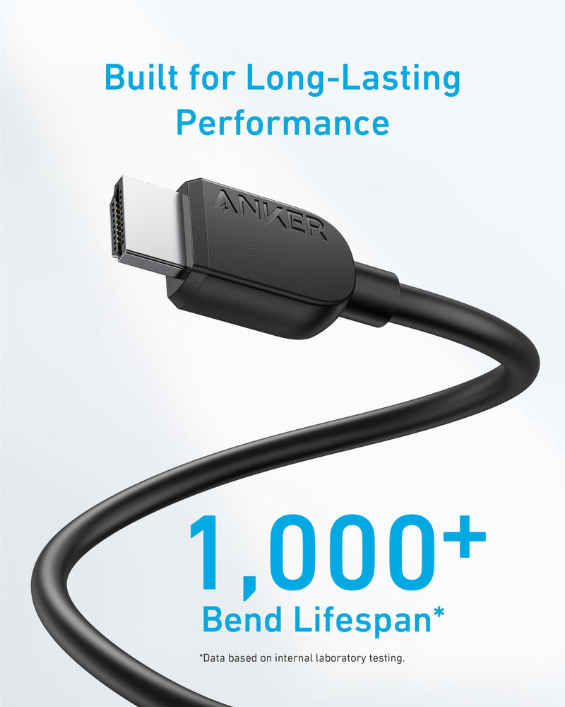 ANKER HDMI Cable 8K@60Hz, 6FT Ultra HD 4K@120Hz HDMI 2.1 Cord,48 Gbps Certified Ultra High-Speed,Compatible with PlayStation 5,Xbox,Samsung TVs,and More 8K/60Hz Black