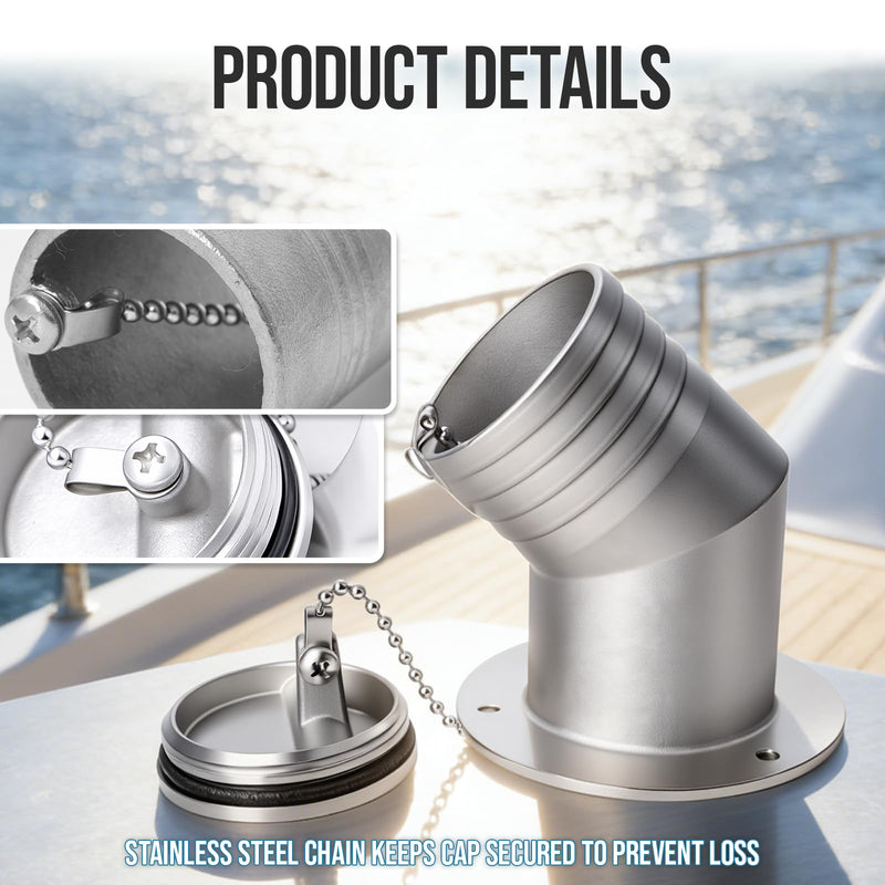 Angled Neck Boat Fuel/Gas Deck Fill/Filler 2inch Gas