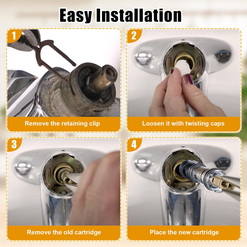 8 Pack Dual Seal Cartridge Replacement Compatible with Moen 1225 1225B Cartridge, One Handle Lavatory and Bathroom Faucet Cartridges Fits Single Handle Faucet Showers, Brass