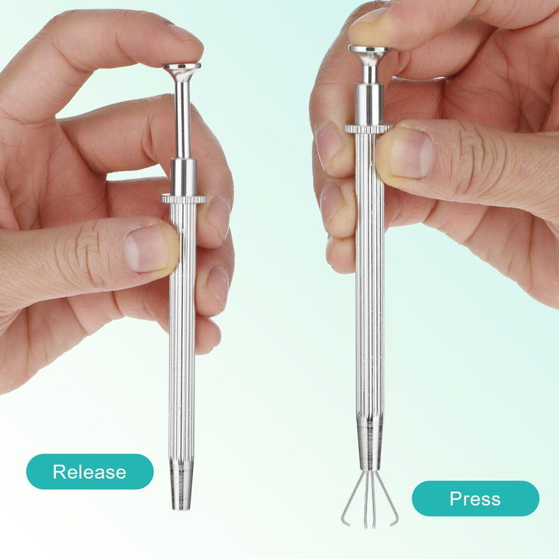 Bewudy 3Pcs Piercing Ball Grabber Tool Set, Diamond Tweezers Jewelers Holder Pick up Tool, Precision Stainless Steel Jewelry Locking Tweezers For Tiny Objects IC Chip Electronic Components