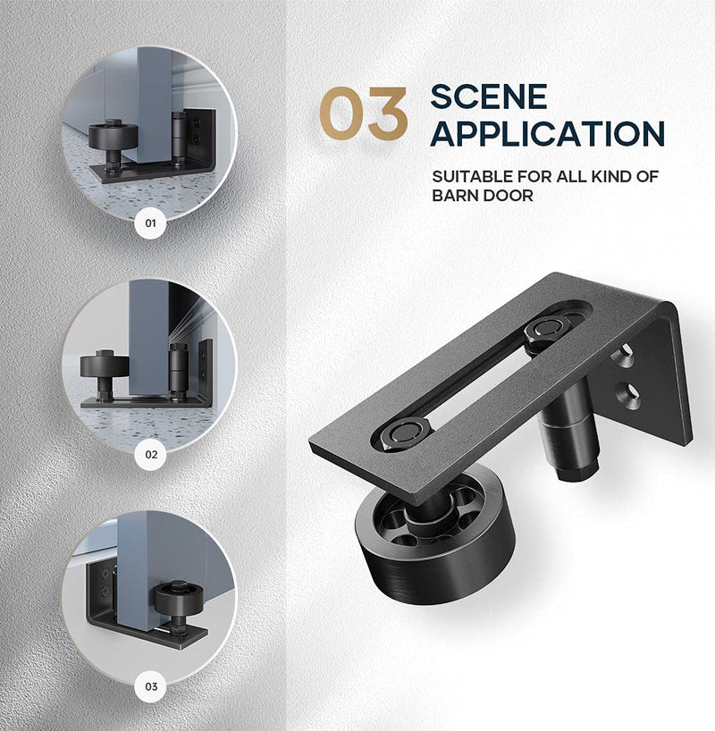 EaseLife Sliding Barn Door Bottom Floor Guide,Adjustable Roller,Wall Mount System,Flush Flat Bottom Design,8 Assemble Setup Options,Fit All Size Door,Black 1 - NewNest Australia