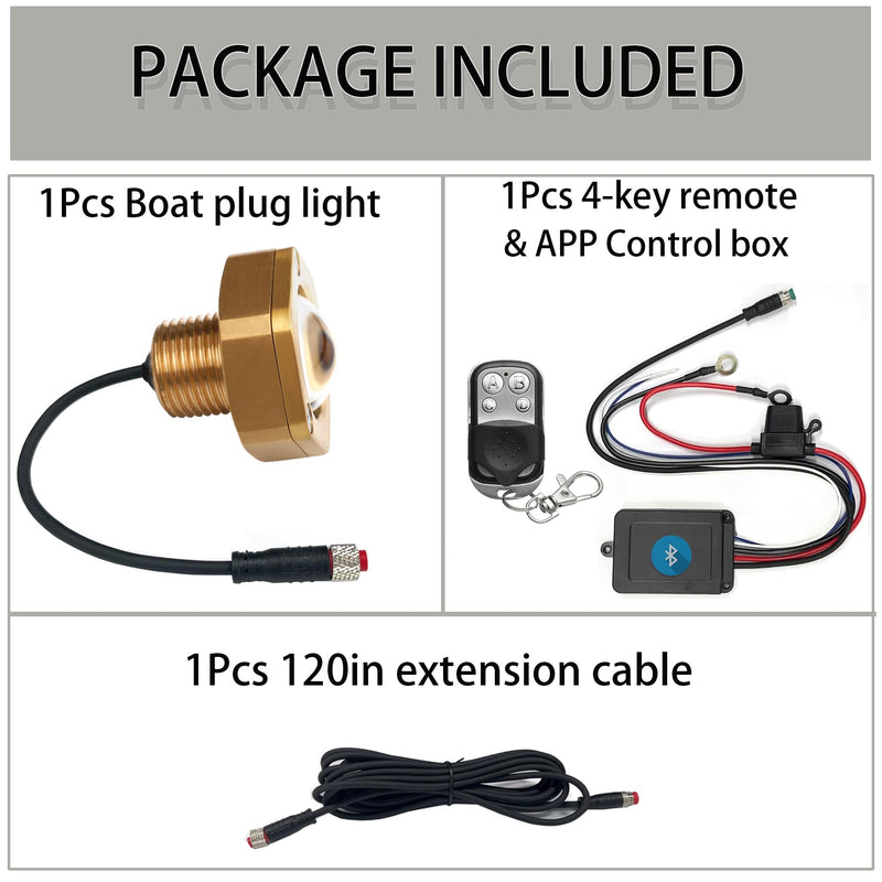 Red Boat Drain Plug Light,IP68 Underwater Boat Lights with APP Remote Control,Replaces Standard 1/2" NPT Drain Plug for Cruising, Fishing & Fun,Smart Cooling System,No Holes to Drill! Red 1PCS NPT