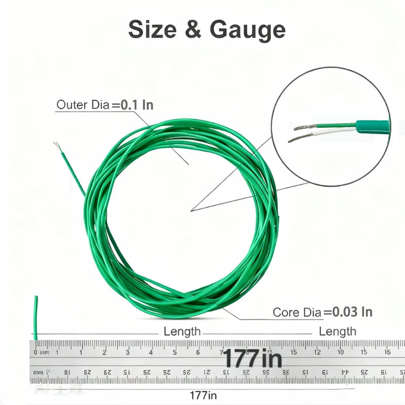 K-Type Thermocouple Wire AWG 24 Solid High Temp Braided Silicone Insulation (Up to 1370°C/2500°F) - 10 Yard Roll (9M) (354in/9m) 354in/9m