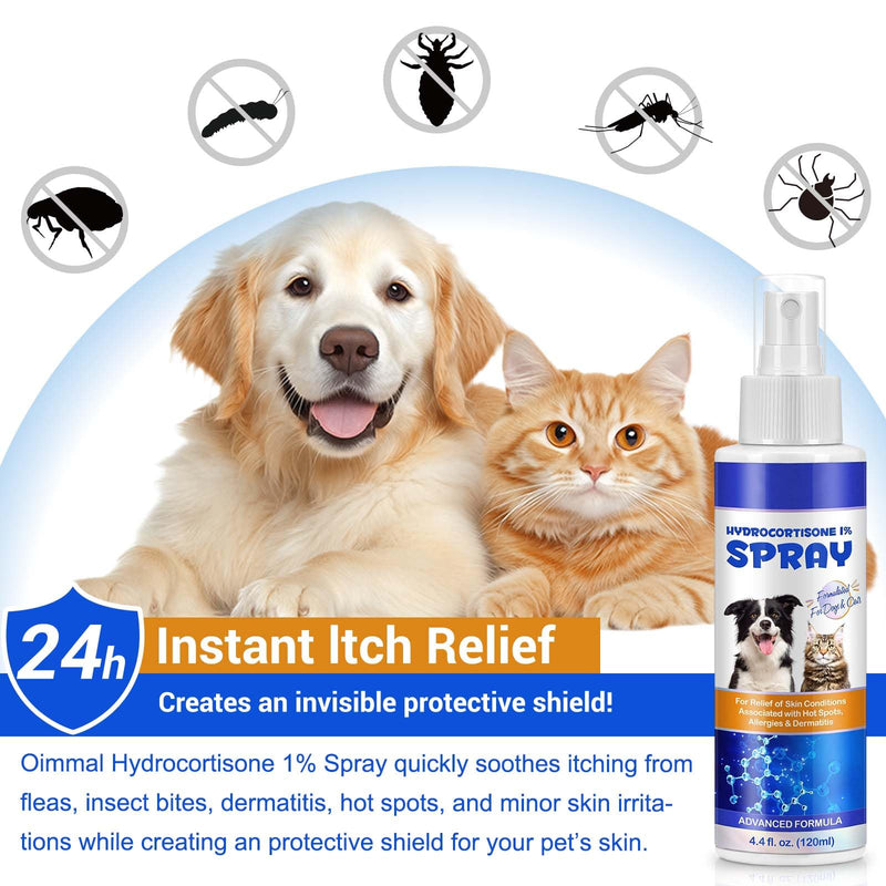 Hydrocortisone Spray for Dogs & Cats - Itchy Skin Relief for Dogs Spray, Hot Spot Treatment - Soothes Irritated Dry Skin, Allergies, Dermatitis - Reduces Inflammation & Redness - 4.4 fl.oz