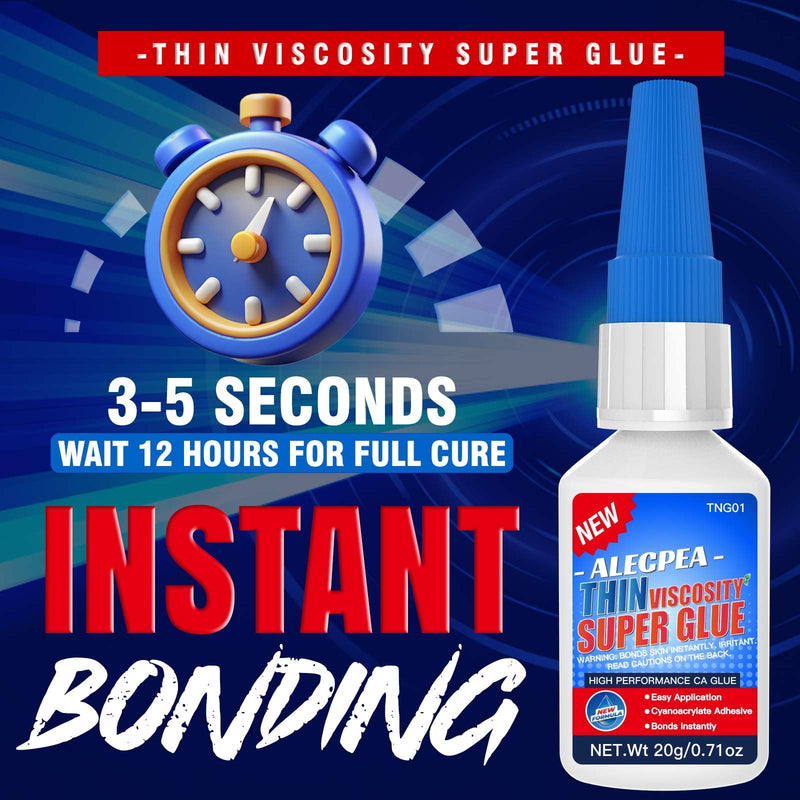 20g Thin CA Glue (2-3 CPS), 3-5 Second Cure Time - Ideal for Hobbies and Precision Work: Woodworking, Model Making (Cars, Airplanes), Pen Turning, Inlays, and Surface Stabilization 20g/1Pack