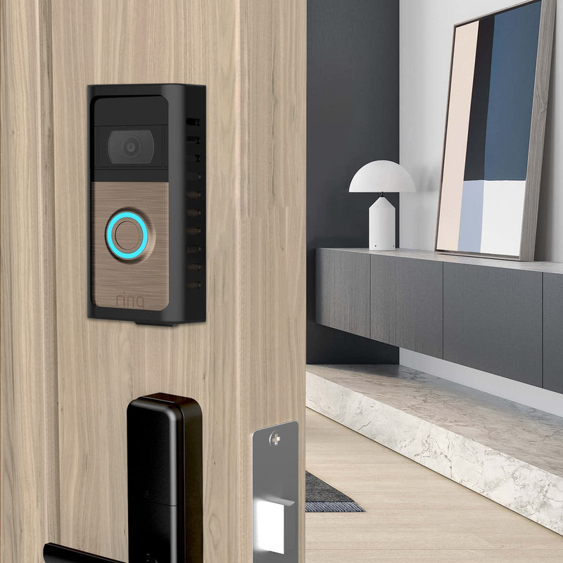 No-Drill Doorbell Mount for Ring Battery Video Doorbell 2/3/4/(2020 Release)/(2024 Release)/Plus/Pro, Adhesive Steel Metal Doorbell Mounting Bracket Accessories for Apartment, Home, Business Fixed