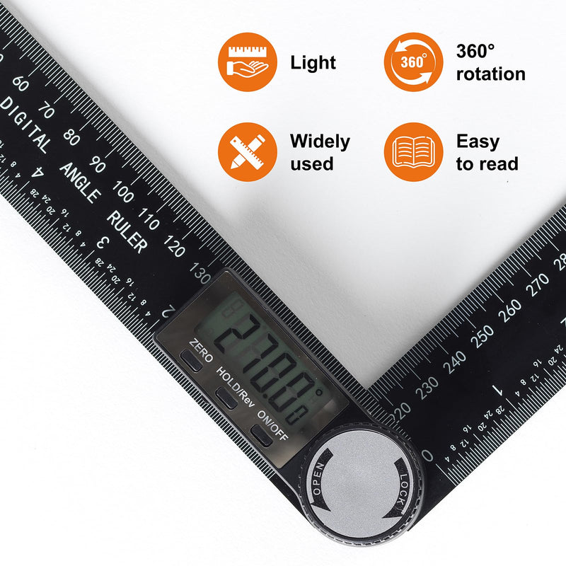 Digital Angle Finder Protractor, 7inch 200mm Angle Gauge Professional Measuring Tool, Third Generation Adjustable Angle Ruler, Quick Display for Carpentry Construction and Home Improvement - NewNest Australia