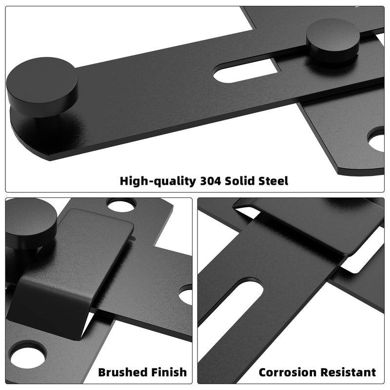 180 Degree Flip Sliding Barn Door Lock for Privacy - Safe barn Door Locks and latches for Barn Door, Pet Door, Bathroom, Outdoor, Garage, Window, Sliding Door black 1