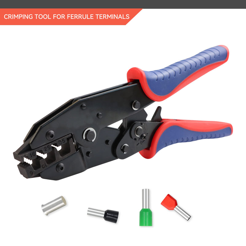 HKS Crimping Tool for Sleeves Ferrule Terminals & Pin Cord End- Ratcheting Wire Crimpers - AWG 10-2 (6-35mm²) - Ratchet Terminal Crimper - Electrical Crimping Tool For Ferrule Terminals (AWG 10-2)