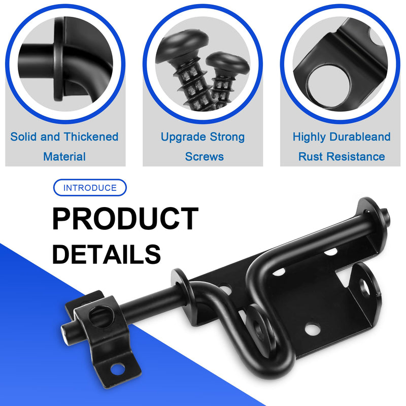 Slide Bolt Gate Latch with Padlock Hole, Heavy Duty Fence Slide Latches Outdoor Doors for Wooden Fence, Shed Door, Vinyl Door-3pack 3